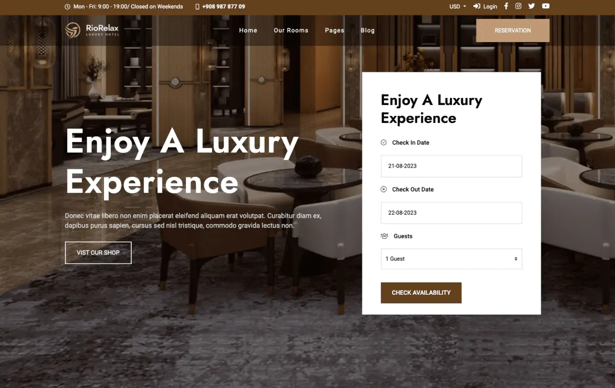 RioRelax – Ücretsiz Lüks Otel Scripti